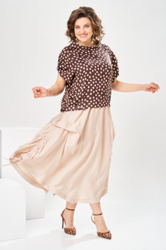 Блуза, юбка Romanovich Style 2-2916 горох/бежевый - фото 4