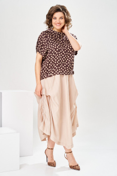 Блуза, юбка Romanovich Style 2-2916 горох/бежевый - фото 3