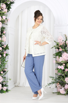 Брюки, жакет, топ Ninele 7518 небесный - фото 3