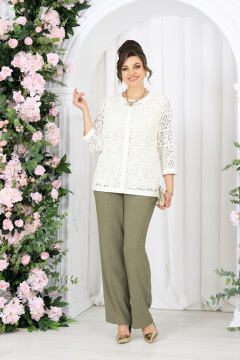 Брюки, жакет, топ Ninele 7518 оливка - фото 1