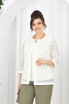 Брюки, жакет, топ Ninele 7518 оливка - фото 2