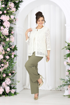 Брюки, жакет, топ Ninele 7518 оливка - фото 5