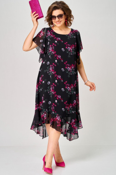 Платье EVA GRANT 7236 черный-фуксия - фото 5