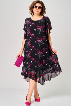 Платье EVA GRANT 7236 черный-фуксия - фото 4