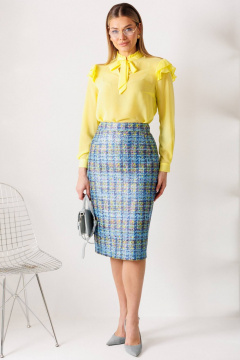 Блуза, жакет, юбка Мода Юрс 26-2811 голубой_желтый - фото 4