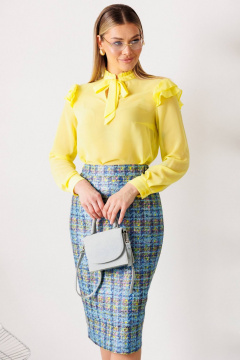 Блуза, жакет, юбка Мода Юрс 26-2811 голубой_желтый - фото 3