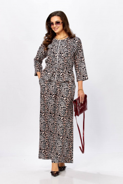 Блуза, брюки Taita plus 2615/2 леопард_черный+ клевер - фото 5