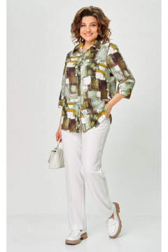 Блуза БелЭльСтиль 877-3_26_22 зеленый_дизайн - фото 4