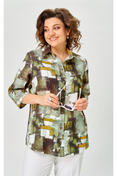 Блуза БелЭльСтиль 877-3_26_22 зеленый_дизайн - фото 3