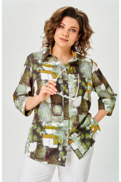 Блуза БелЭльСтиль 877-3_26_22 зеленый_дизайн - фото 2