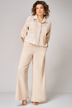 Блуза, брюки Мишель стиль 1364 светло-бежевый - фото 3
