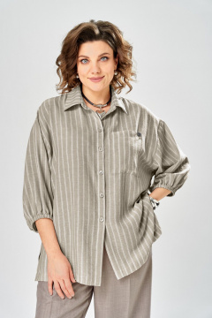 Блуза, брюки Ольга Стиль С-1017 хаки-коричневый - фото 5