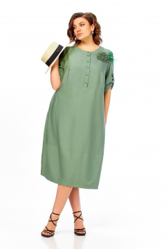 Платье Ольга Стиль С-1014 серо-зеленый - фото 3