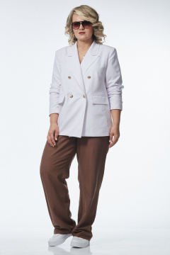 Брюки, жакет OVERYOU М246 белый/капучино - фото 1