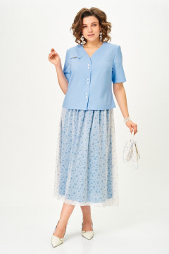 Жакет, юбка Aira Style 24142 голубой - фото 2