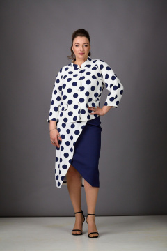 Жакет, юбка Rosheli 1178/2 молочный/темно-синий - фото 4