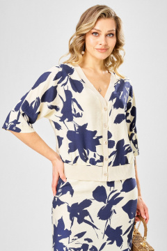 Блуза, юбка Твой имидж 2387 молочный_синий_принт - фото 4