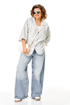 Жакет Anastasia 1355 серо-белый - фото 4