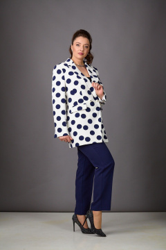 Брюки, жакет Rosheli 1184 молочный/темно-синий - фото 2