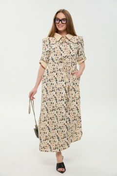 Платье NikVa 985-4 песочный_мультиколор - фото 3