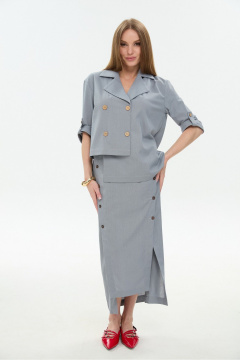 Жакет, юбка NikVa 972-7 серый - фото 1