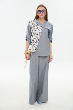 Жакет NikVa 902-14 серый_листья_мультиколор - фото 4