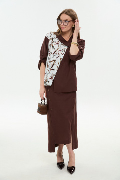 Жакет NikVa 902-15 шоколад_листья_мультиколор - фото 5