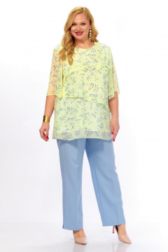 Блуза, брюки Элль-стиль 2465/1 лимонный_голубой - фото 5