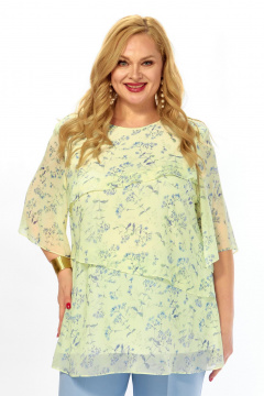 Блуза, брюки Элль-стиль 2465/1 лимонный_голубой - фото 3