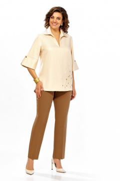 Блуза, брюки Ольга Стиль С-987 золото-коричневый - фото 3
