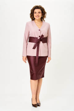 Жакет, юбка Vilena 1147 крем+бургунди - фото 3