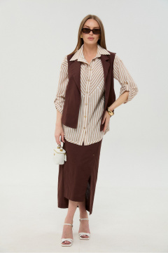 Рубашка NikVa 953-4 песочные_полосы - фото 5