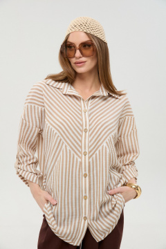 Рубашка NikVa 953-4 песочные_полосы - фото 1