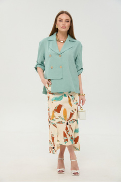 Жакет, юбка NikVa 972-8 мята_бохо_мультиколор - фото 1