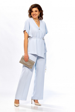 Блуза, брюки Ольга Стиль С-1020 голубой - фото 2