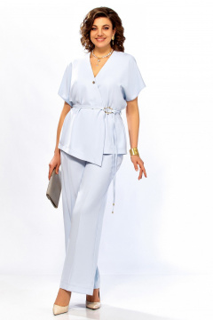 Блуза, брюки Ольга Стиль С-1020 голубой - фото 1