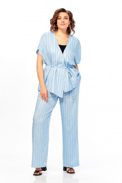 Блуза, брюки Ольга Стиль С-1023 голубой-полоска - фото 2