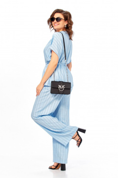 Блуза, брюки Ольга Стиль С-1023 голубой-полоска - фото 5