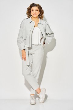 Брюки, жакет Liliana 1522-1507 серо-зеленый - фото 1