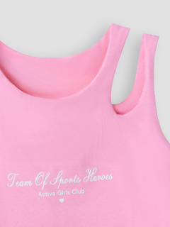 Велосипедки, топ Mark Formelle 397748/25-40442П-5 розовый_печать_2_сл_на_пол_2_сл_на_ЛВ_дет_шорт - фото 4