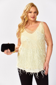 Топ Avenue 0349-2 светло-песочный_пайетки_ перья - фото 1