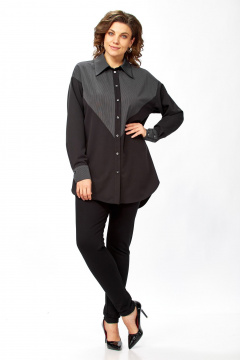 Рубашка Avenue 0353 черный_полоска_черный+белый - фото 2