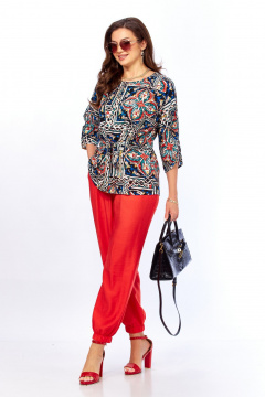 Блуза, брюки Taita plus 2608 абстракция+черный - фото 5