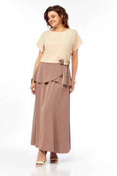Блуза, юбка Ольга Стиль С-1015 бежевый - фото 2