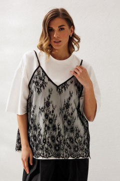 Блуза, футболка Ларс Стиль 1218/1 молочный-черный - фото 1