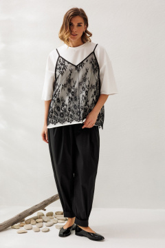 Блуза, футболка Ларс Стиль 1218/1 молочный-черный - фото 3