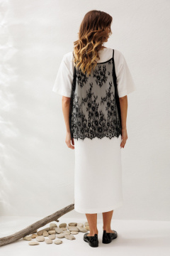 Блуза, платье Ларс Стиль 1219 молочный-черный - фото 3