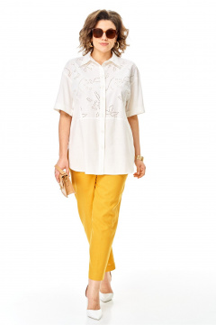 Блуза, брюки Karina deLux 1446 молочный+желтый - фото 2