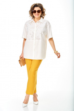 Блуза, брюки Karina deLux 1446 молочный+желтый - фото 3