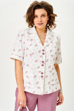 Брюки, жакет Aira Style 24252 пыльная_роза+ белый - фото 4